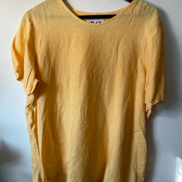 Rare FLAX|| Linen Canary Yellow Set. Short sleeve shirt and Jacket w/buttons  Sm - Picture 6 of 10